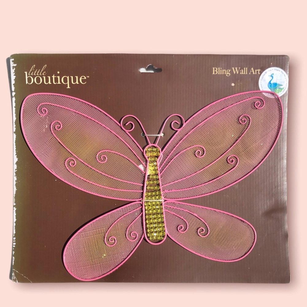 Little Boutique 3D Bling Wall Art ~ Pink Butterfly